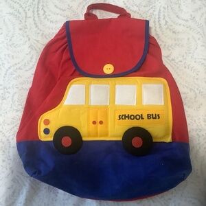 Red School Bus Fabric Backpack
